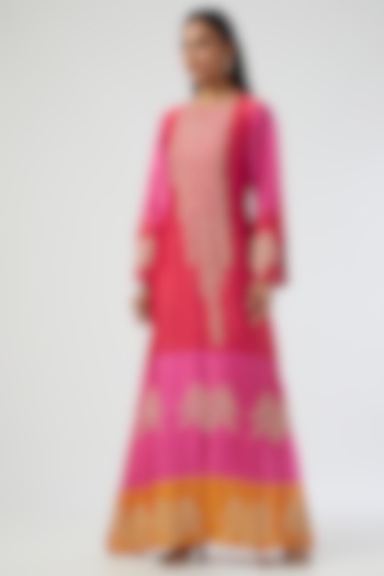 Fuchsia Silk Chanderi Dress by Simply Kitsch