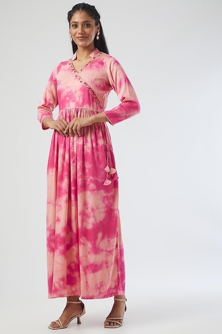 Blush Pink Hand Tie-Dyed Dress by Simply Kitsch