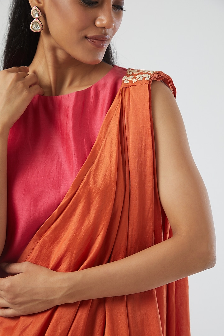 Fuchsia Silk Chanderi Vacation Dress With Dupatta by Simply Kitsch at Pernia's Pop Up Shop
