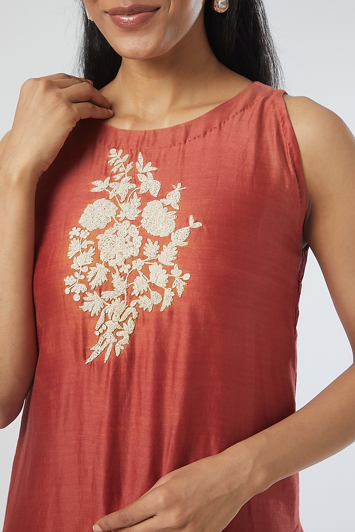 Orange Silk Chanderi Vacation Dress by Simply Kitsch at Pernia's Pop Up Shop