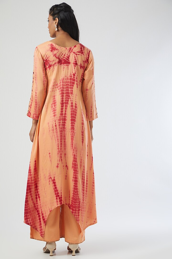 Orange Cotton Silk Tie-Dyed Kurta Set by Simply Kitsch at Pernia's Pop Up Shop