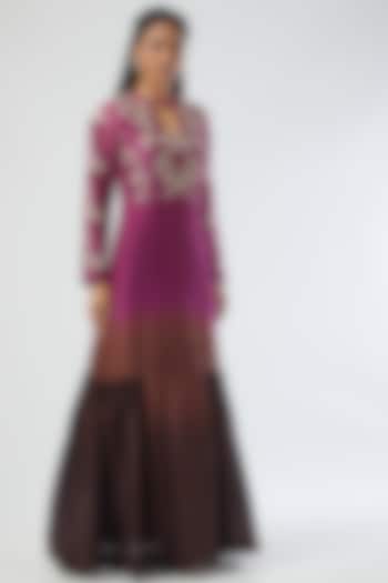 Brown Chanderi Silk Dress by Simply Kitsch
