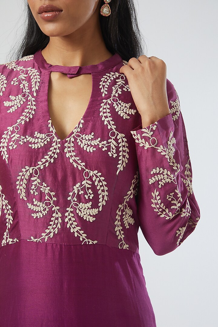 Brown Chanderi Silk Vacation Dress by Simply Kitsch at Pernia's Pop Up Shop