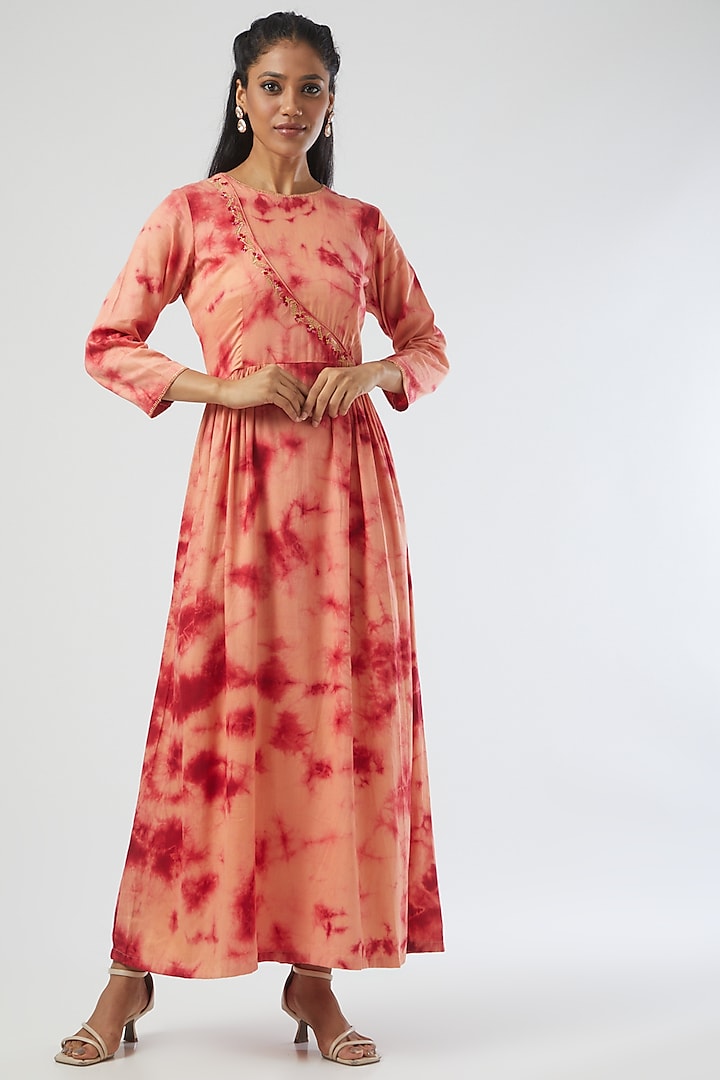 Orange Cotton Silk Tie-Dyed Dress by Simply Kitsch at Pernia's Pop Up Shop