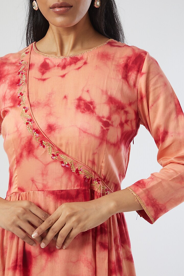 Orange Cotton Silk Tie-Dyed Summer Dress by Simply Kitsch at Pernia's Pop Up Shop