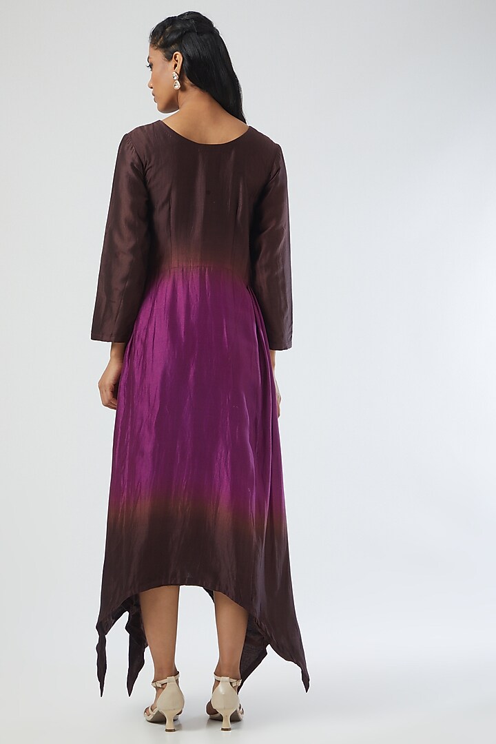 Brown Chanderi Silk Shaded Summer Dress by Simply Kitsch at Pernia's Pop Up Shop
