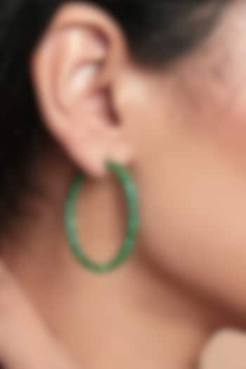 20kt Yellow Gold Zambian Emerald Hoop Earrings by SIMSUM FINE JEWELRY at Pernia's Pop Up Shop