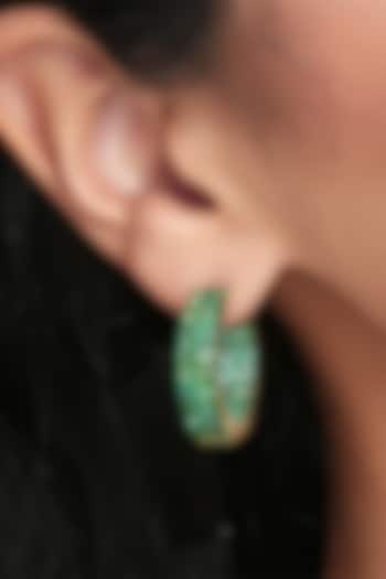 20kt Yellow Gold Zambian Emerald Hoop Earrings by SIMSUM FINE JEWELRY at Pernia's Pop Up Shop