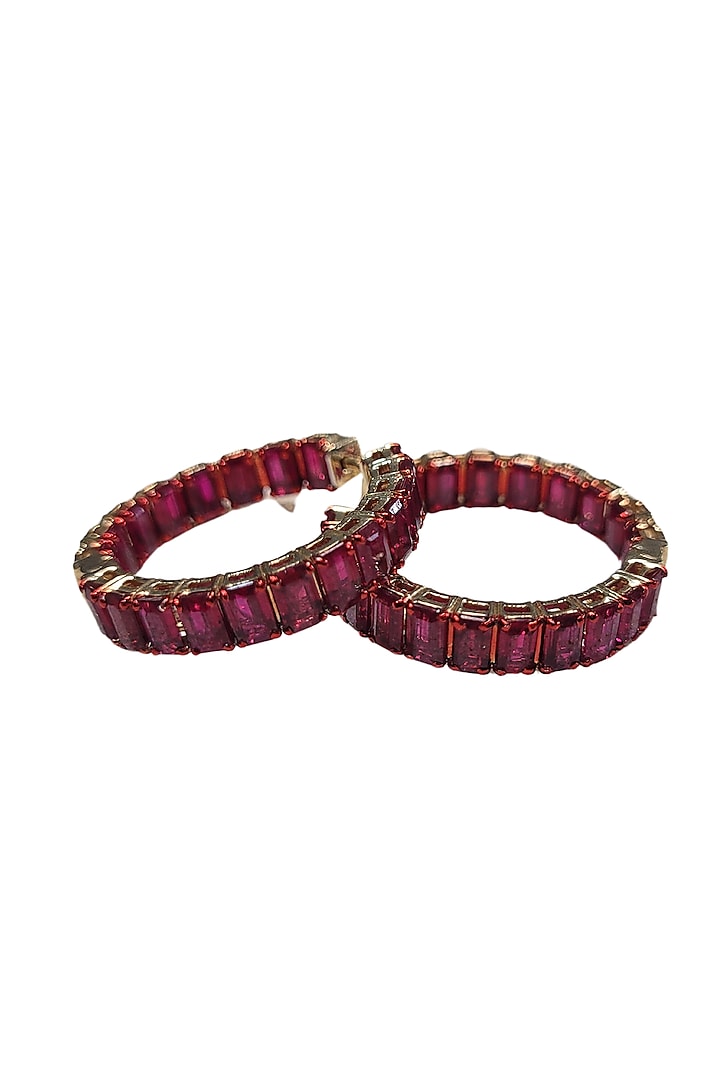 14kt Yellow Gold Natural Burmese Ruby Hoop Earrings by SIMSUM FINE JEWELRY