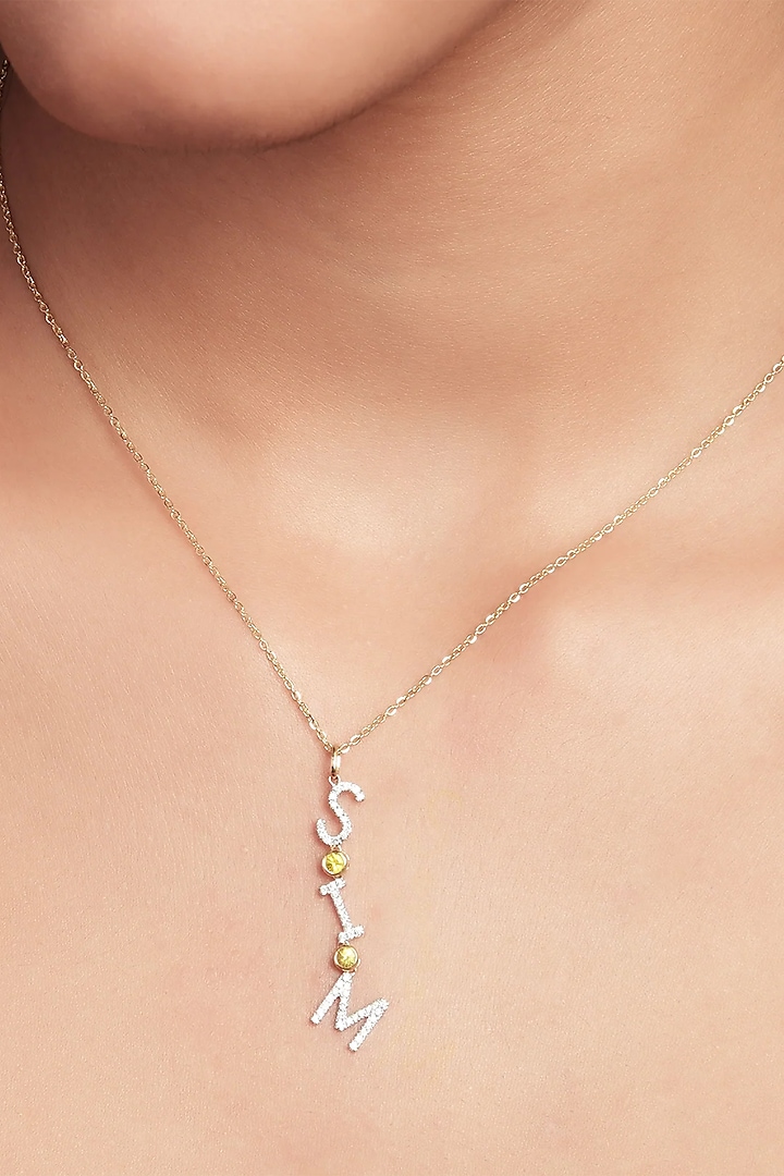 14kt Yellow Gold Diamond Vertical Initial Necklace by SIMSUM FINE JEWELRY