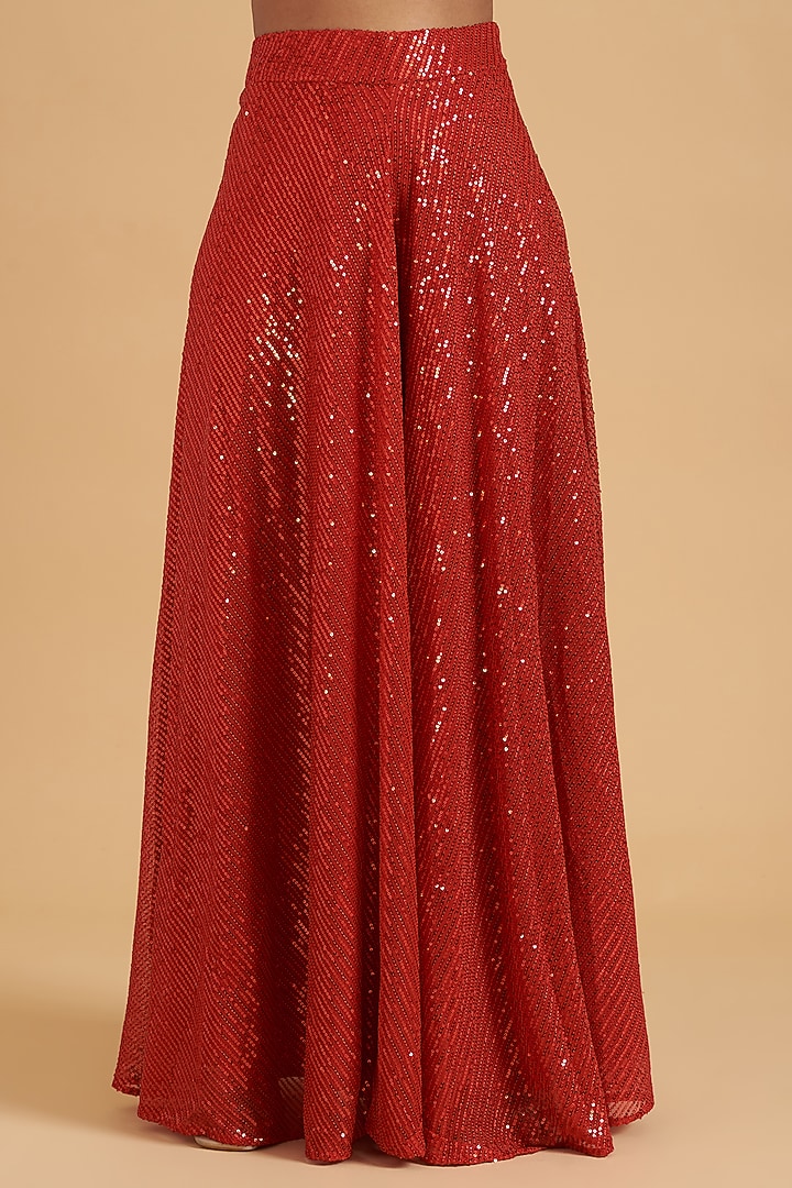 Red Georgette Wedding Sharara Set by Sidhaarth and Disha at Pernia's Pop Up Shop