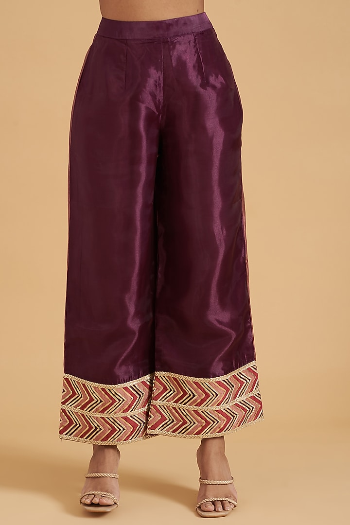 Wine Organza Kurta Set by Sidhaarth and Disha at Pernia's Pop Up Shop