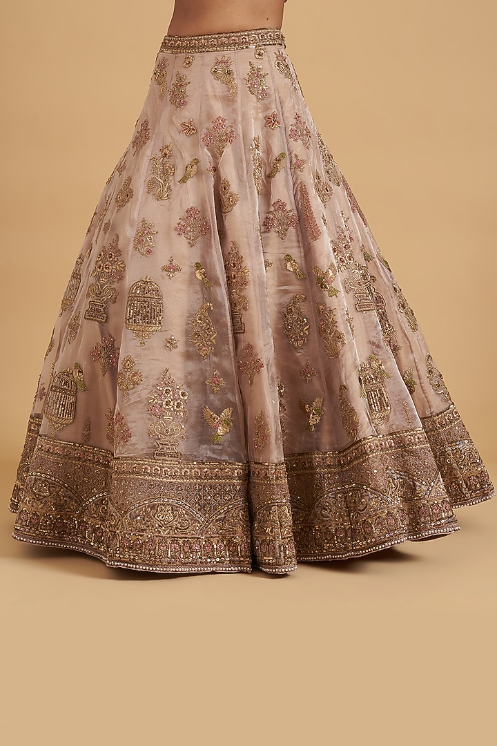 Gold Organza Hand Embroidered Wedding Lehenga Set by Sidhaarth and Disha at Pernia's Pop Up Shop
