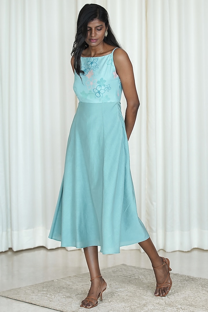 Powder Blue Printed Dress by Shiori