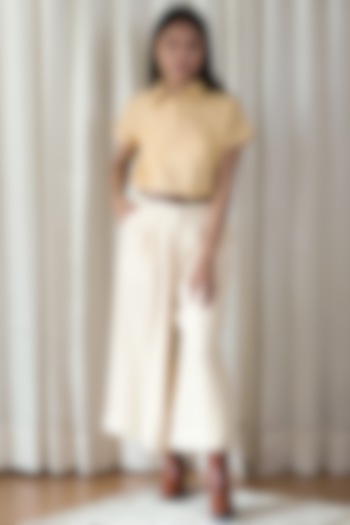 Ivory Wool Wide-Leg Pant Set by Shiori at Pernia's Pop Up Shop