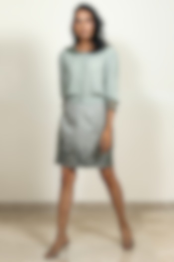 Sage Green Cotton Twill Mini Skirt Set by Shiori at Pernia's Pop Up Shop