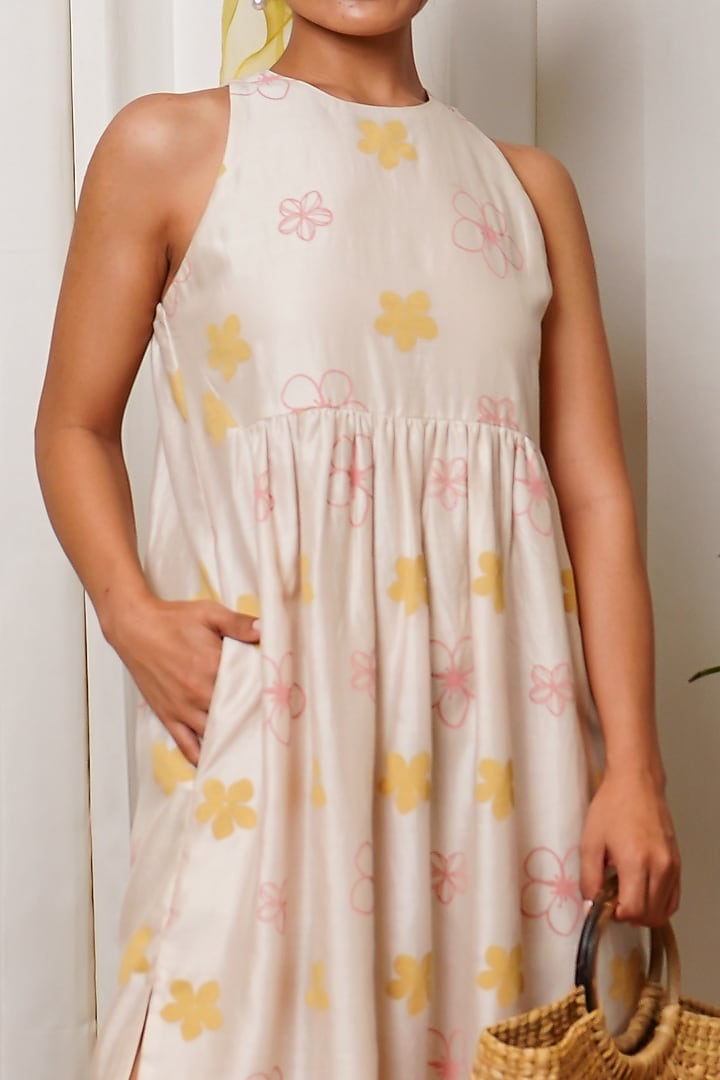 Ivory Chanderi Summer Dress by Shiori at Pernia's Pop Up Shop
