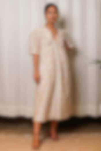 Ivory Block Printed Dress by Shiori