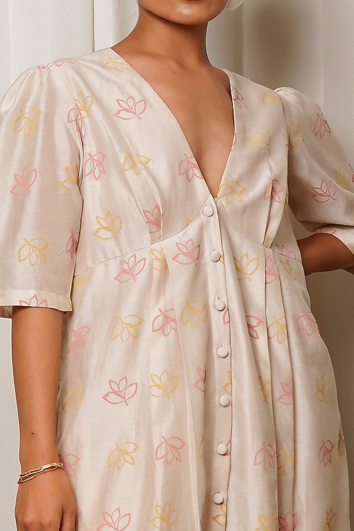 Ivory Block Printed Summer Dress by Shiori at Pernia's Pop Up Shop