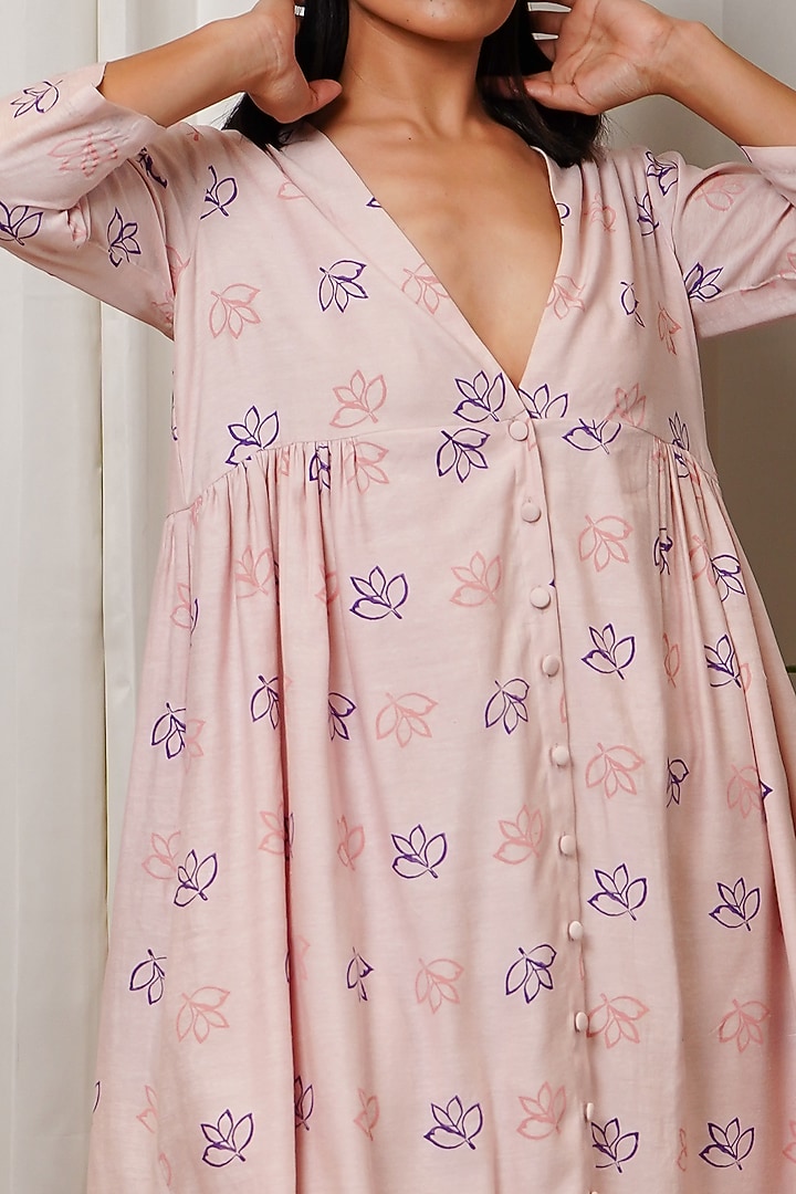 Blush Pink Printed Summer Dress by Shiori at Pernia's Pop Up Shop