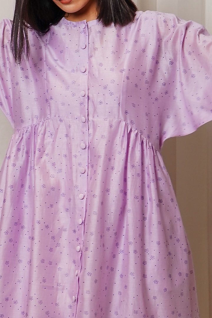 Lilac Chanderi Midi Summer Dress by Shiori at Pernia's Pop Up Shop