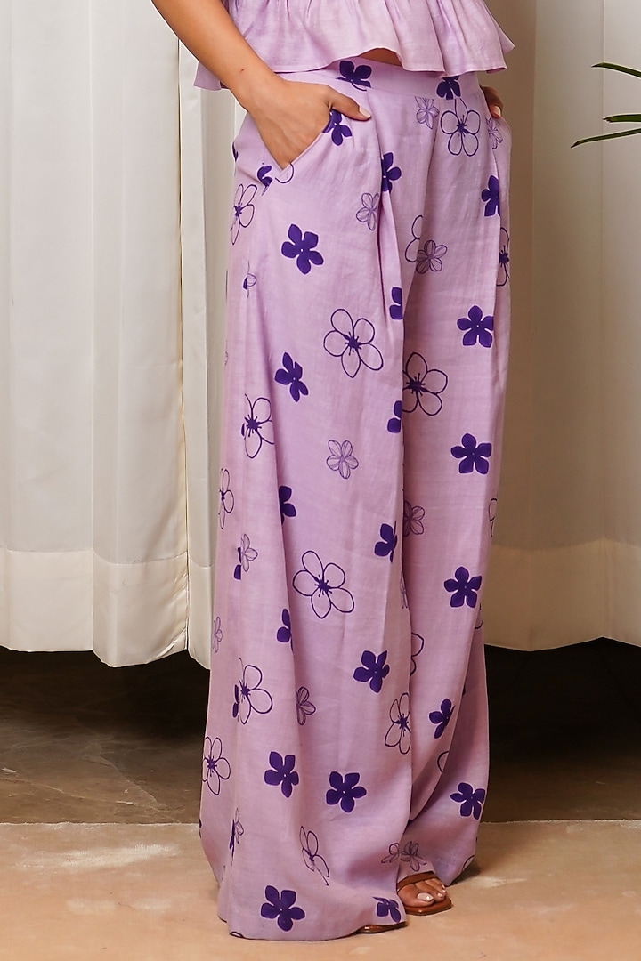Lilac Printed Pants by Shiori at Pernia's Pop Up Shop