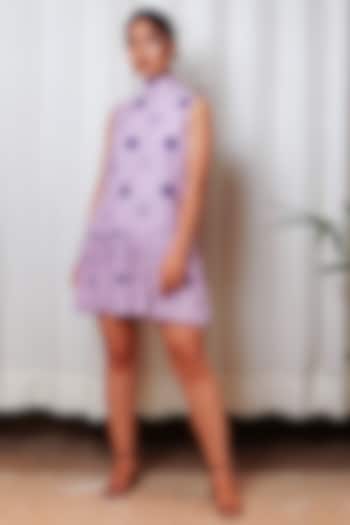 Lilac Printed Mini Dress by Shiori