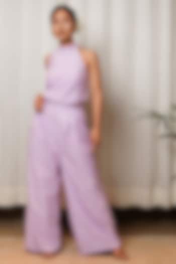 Lilac Printed Jumpsuit by Shiori