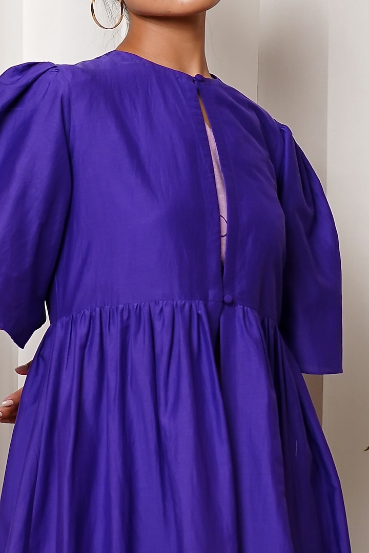 Purple Cotton SIlk Cape Summer Dress by Shiori at Pernia's Pop Up Shop