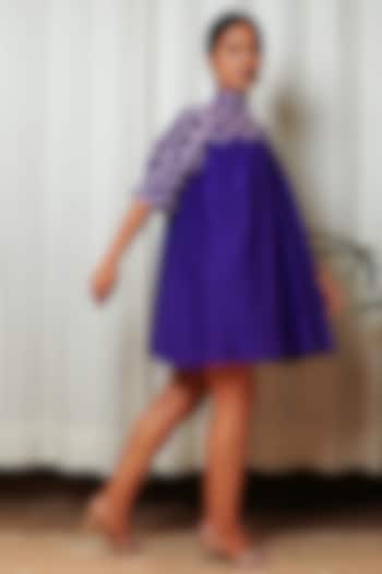 Purple Printed Mini Dress by Shiori