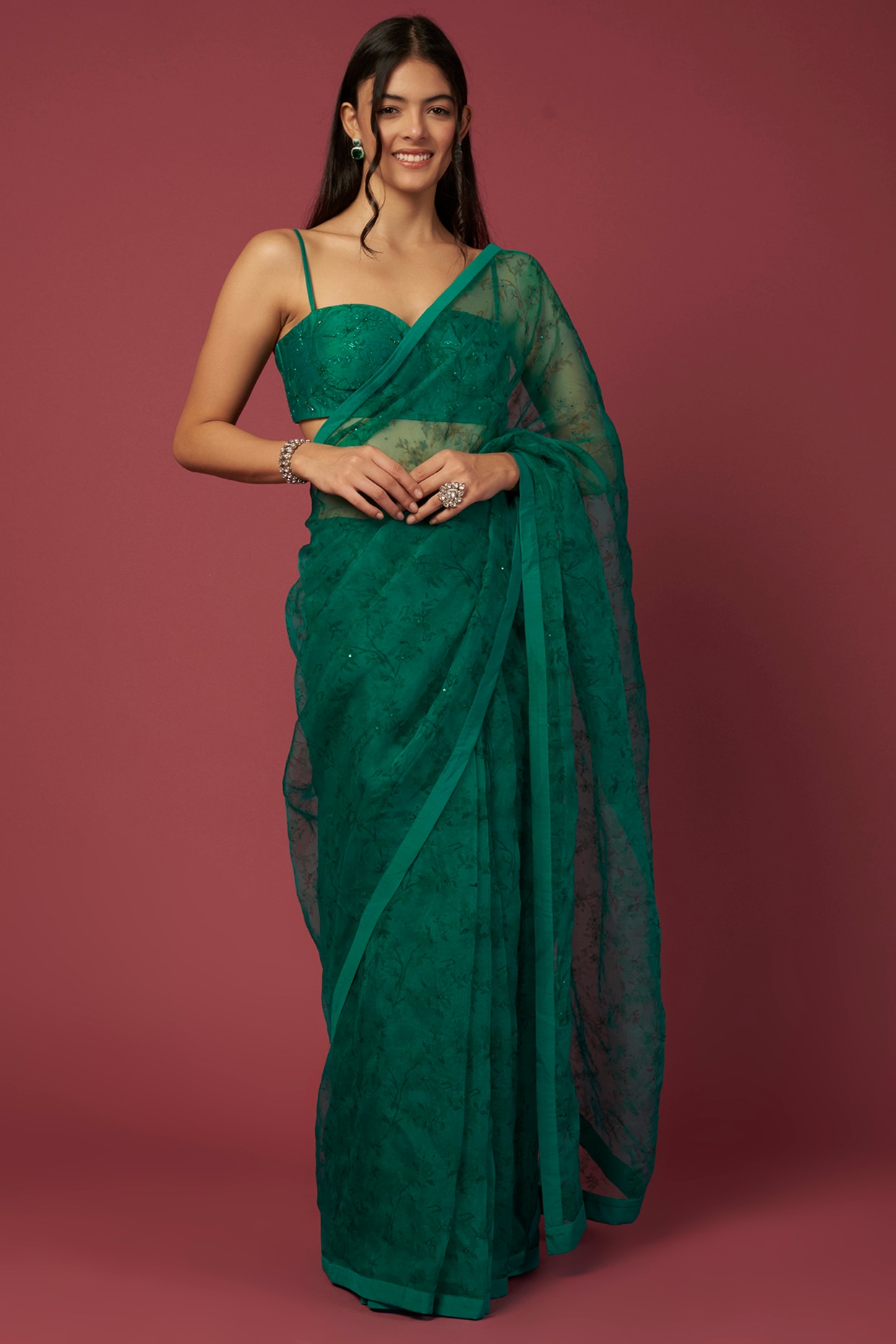 Glamorous Green Bollywood Sarees - Get the Bollywood Look at Zeel Clothing  | Color: Green