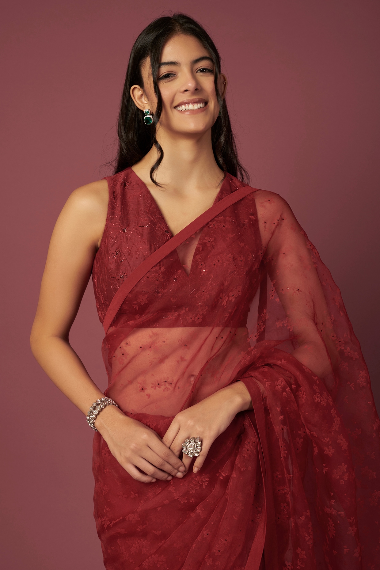 Ruby Reef Drape Saree - Label PS'B