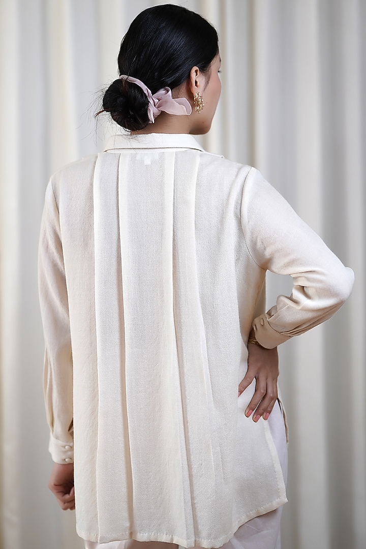 Ivory Block Printed Shirt by Shiori at Pernia's Pop Up Shop