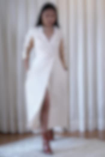 White Cotton Twill Coat Dress by Shiori