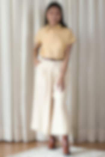 Ivory Wide Leg Pleated Pants by Shiori