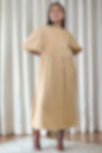 Yellow Block Printed Dress by Shiori