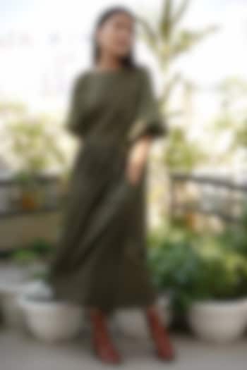 Olive Green Quilted Dress by Shiori