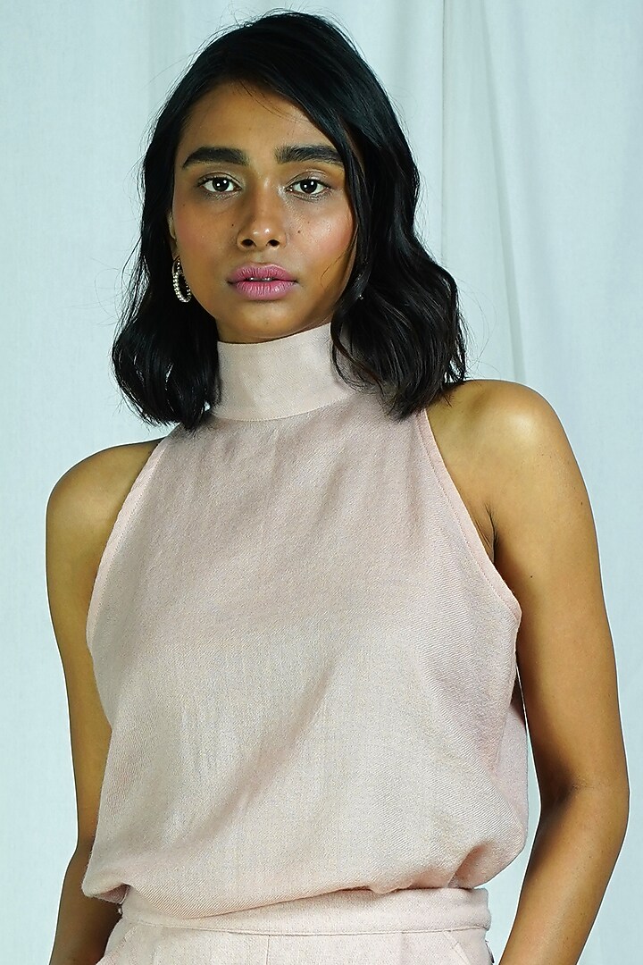 Pink Stand Collar Top by Shiori at Pernia's Pop Up Shop