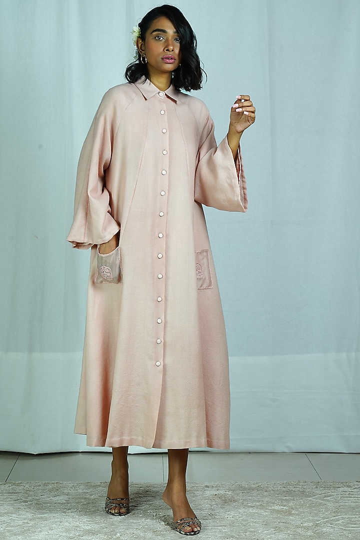 Pink Embroidered & Panelled Dress by Shiori
