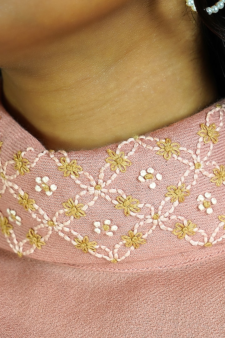 Pink Embroidered Kimono Top by Shiori at Pernia's Pop Up Shop