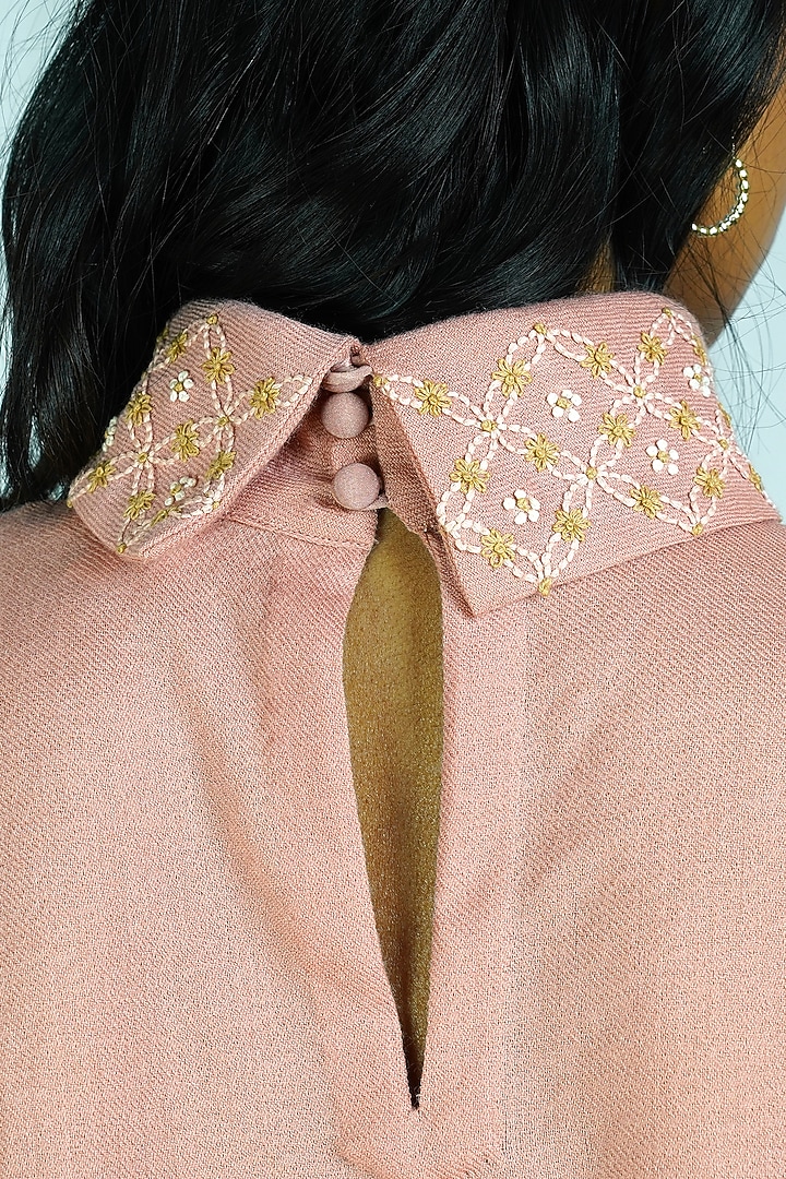 Pink Embroidered Kimono Top by Shiori at Pernia's Pop Up Shop