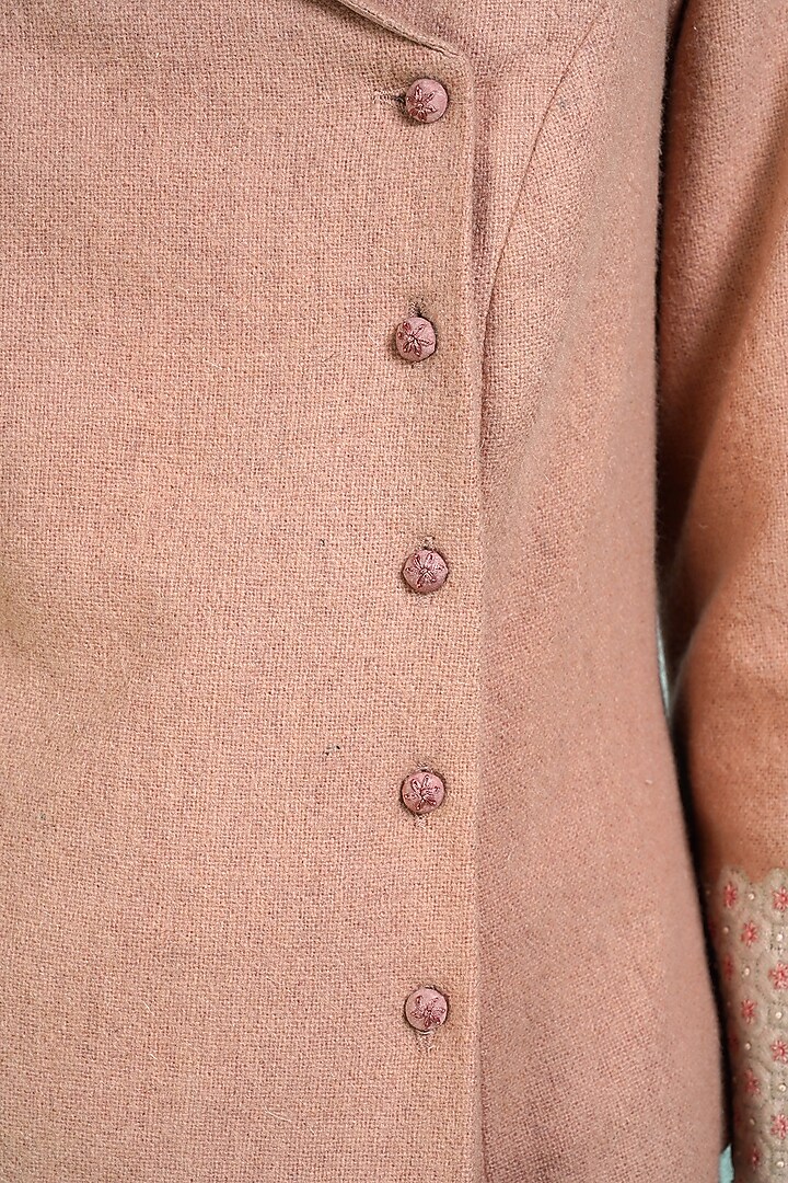 Pink Chikankari Embroidered Jacket by Shiori at Pernia's Pop Up Shop