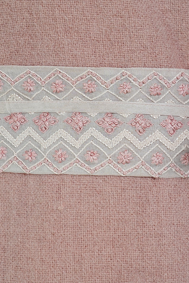 Pink Embroidered Woolen Coat by Shiori at Pernia's Pop Up Shop