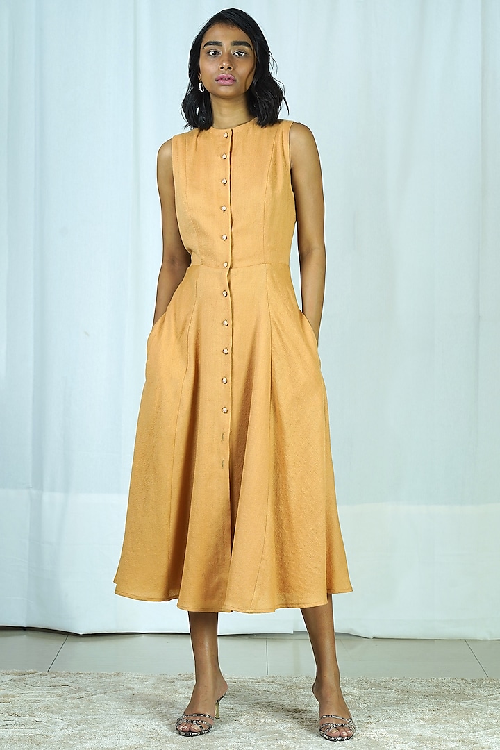Yellow Embroidered Dress by Shiori