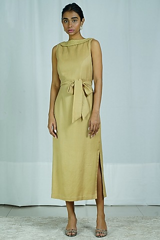 Green Embroidered Dress by Shiori
