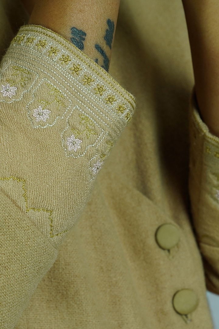 Green Embroidered Coat Dress by Shiori at Pernia's Pop Up Shop