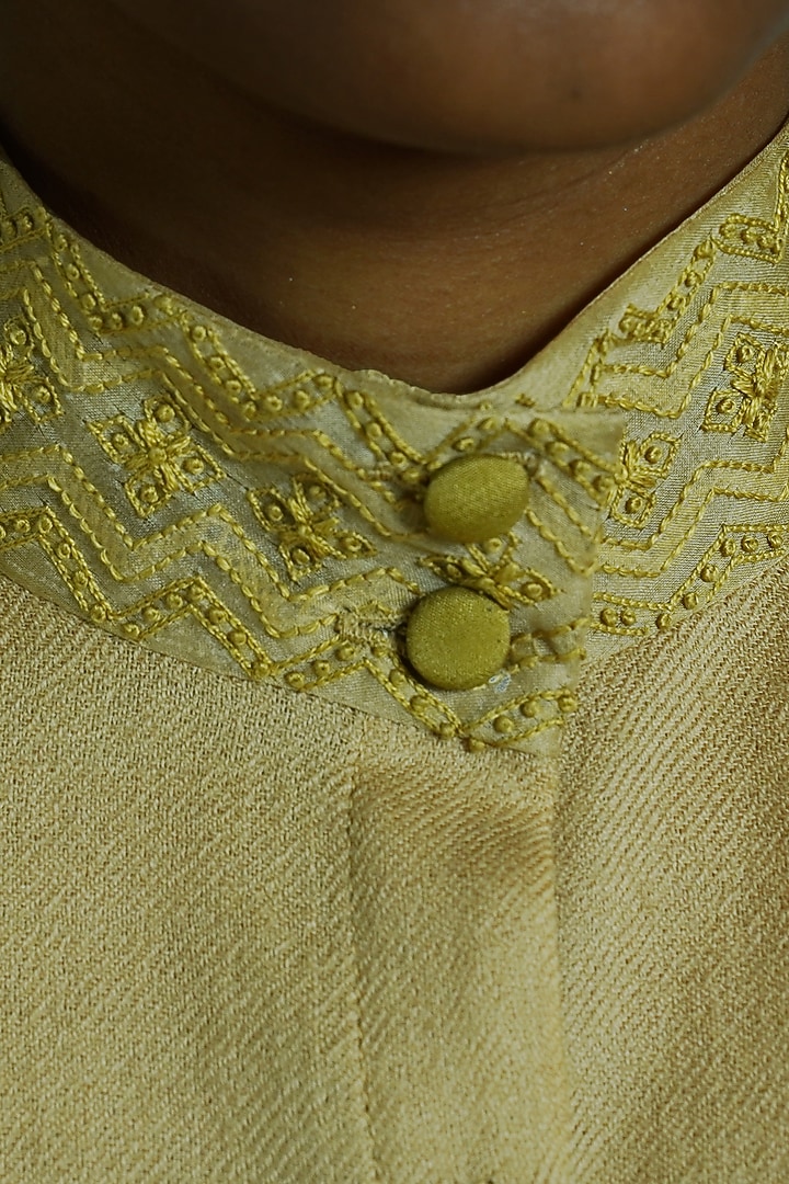 Green Embroidered Pleated Top by Shiori at Pernia's Pop Up Shop