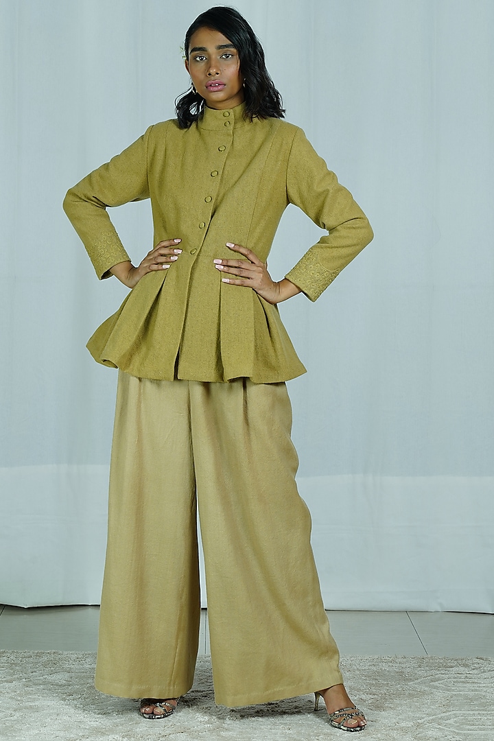 Green Pleated Pants by Shiori