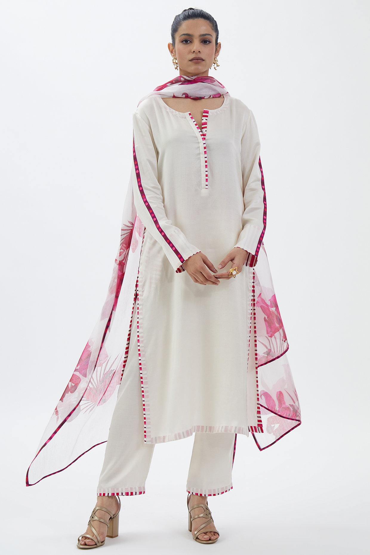 Ivory Organza Kurta Set by Sitaraa at Pernia's Pop Up Shop