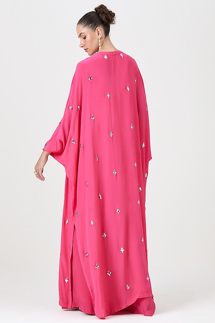 Pink Natural Crepe Nakshi Embellished Cape Set by Sitaraa at Pernia's Pop Up Shop
